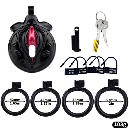 The flat chastity cage offers discreet wear for sissy and bbc play, ensuring you stay securely locked and under control."  "Das flache Chastity Cage bietet diskretes Tragen für Sissy und BBC Spiel und stellt sicher, dass Sie sicher eingeschlossen und unte