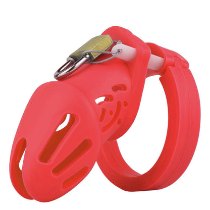 Short Silicone Chastity Cage - Red