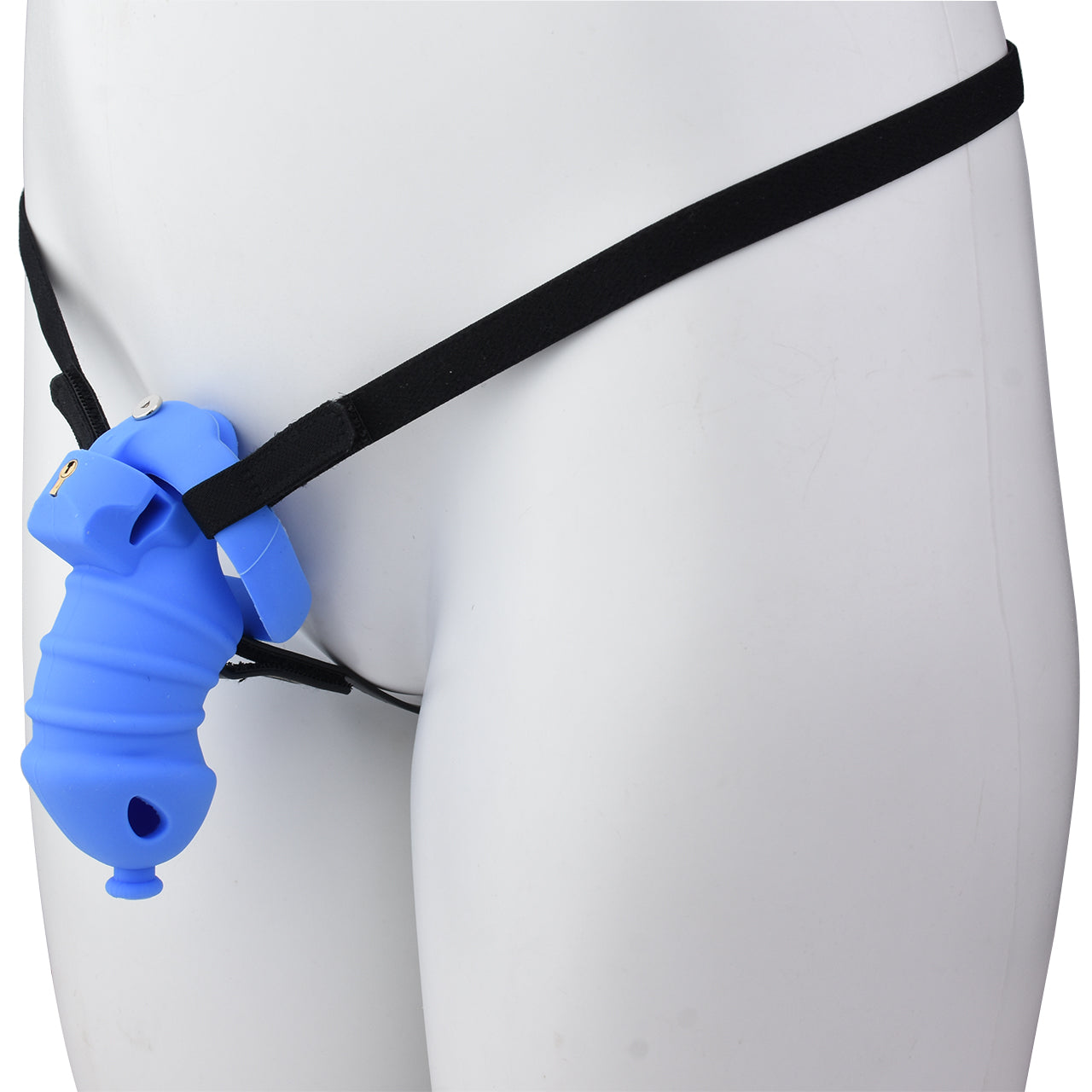 Blue Silicone Chastity Cage - M