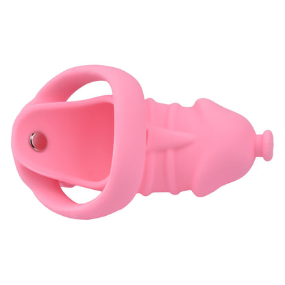 Pink Silicone Chastity Cage - M