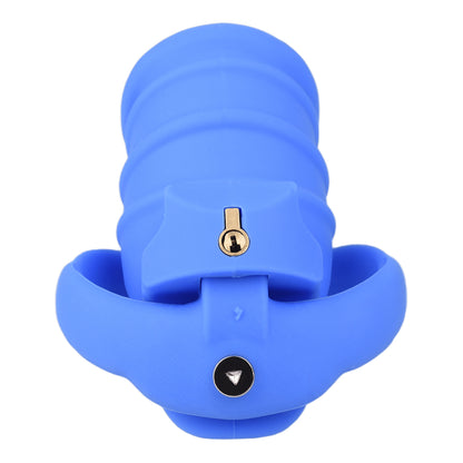 Blue Silicone Chastity Cage - M