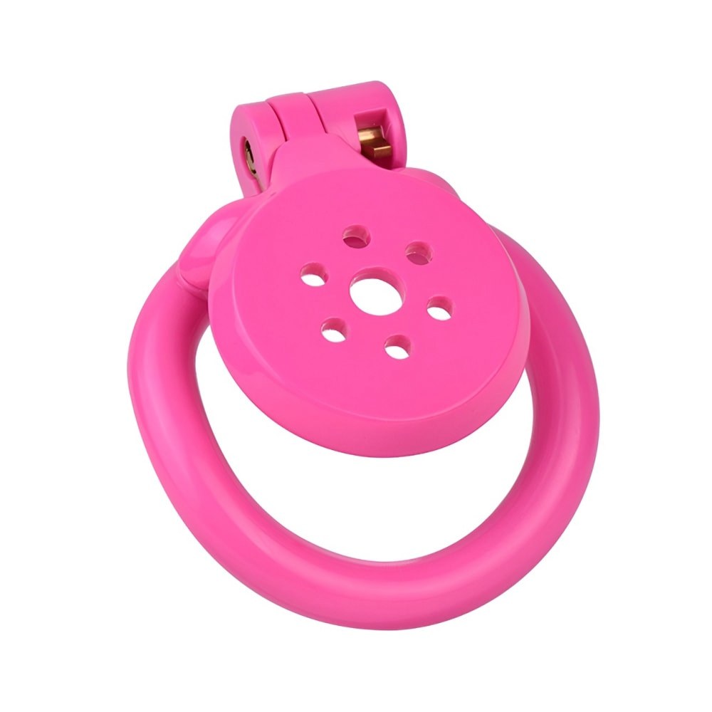 "Durable pink chastity cage offering comfort for chastity cuck and male chastity captions."