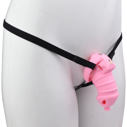 Pink Silicone Chastity Cage - M