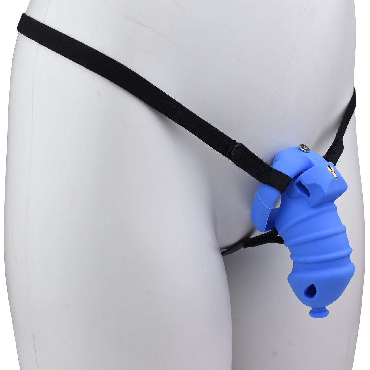 Blue Silicone Chastity Cage - M