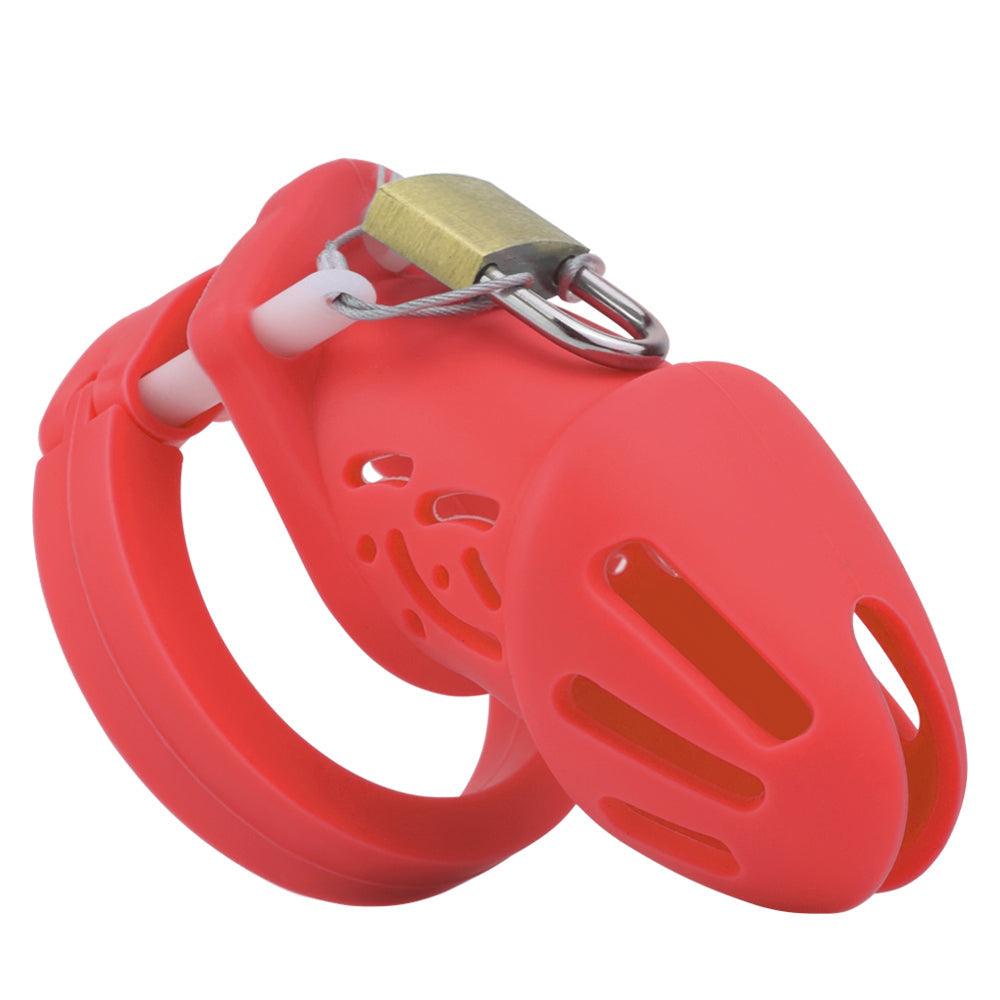 Short Silicone Chastity Cage - Red