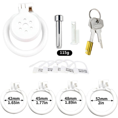 "3D printed chastity cage for discreet wear alongside a secure flat chastity cage for cock chastity enthusiasts."