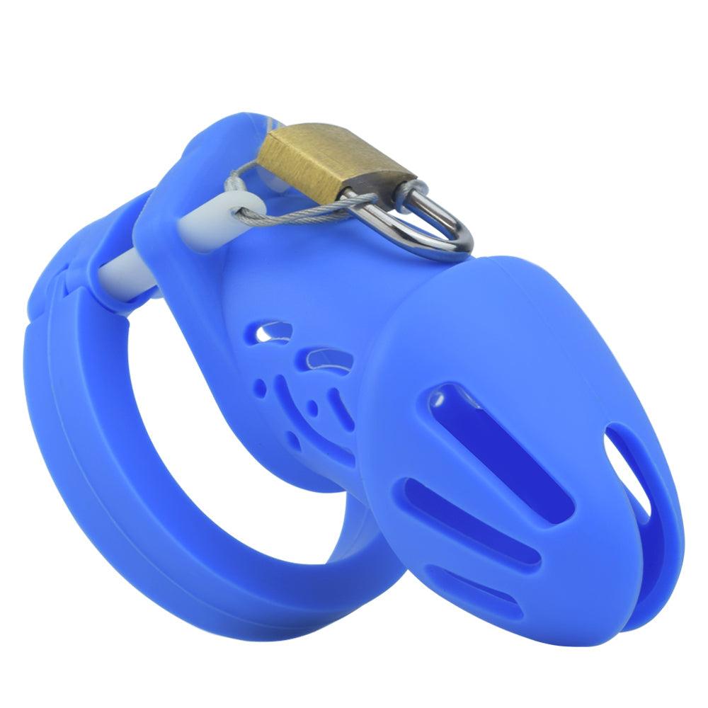 Short Silicone Chastity Cage - Blue