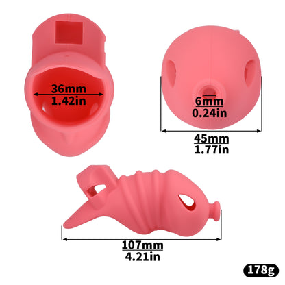 Red Silicone Chastity Cage - Small