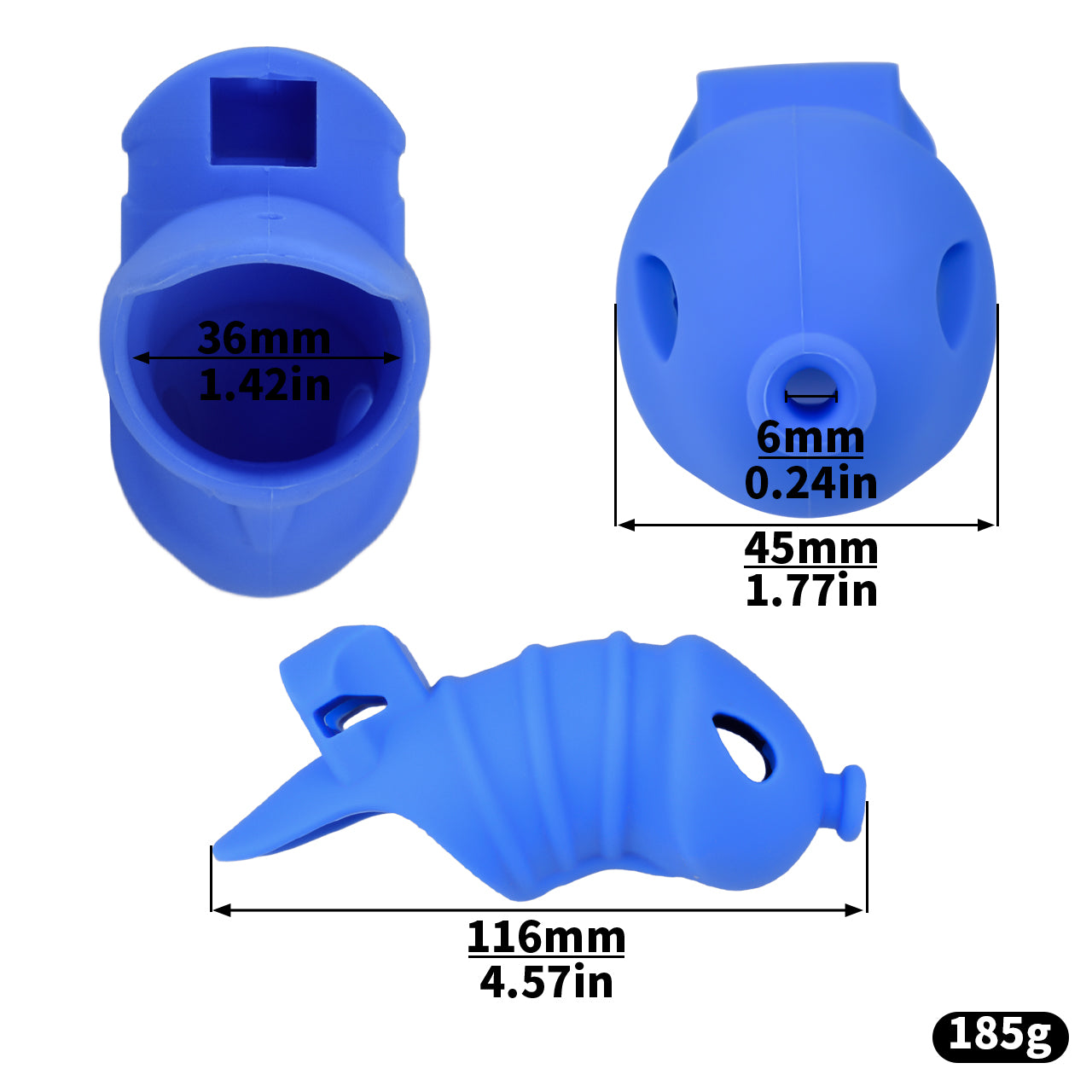 Blue Silicone Chastity Cage - M