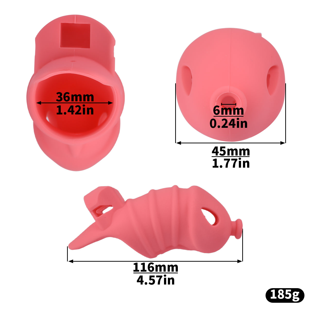 Red Silicone Chastity Cage - M