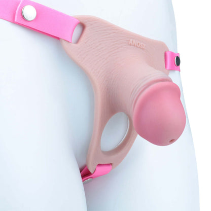 Pink Silicone Chastity Cage - Penis Profile - Full Exposure