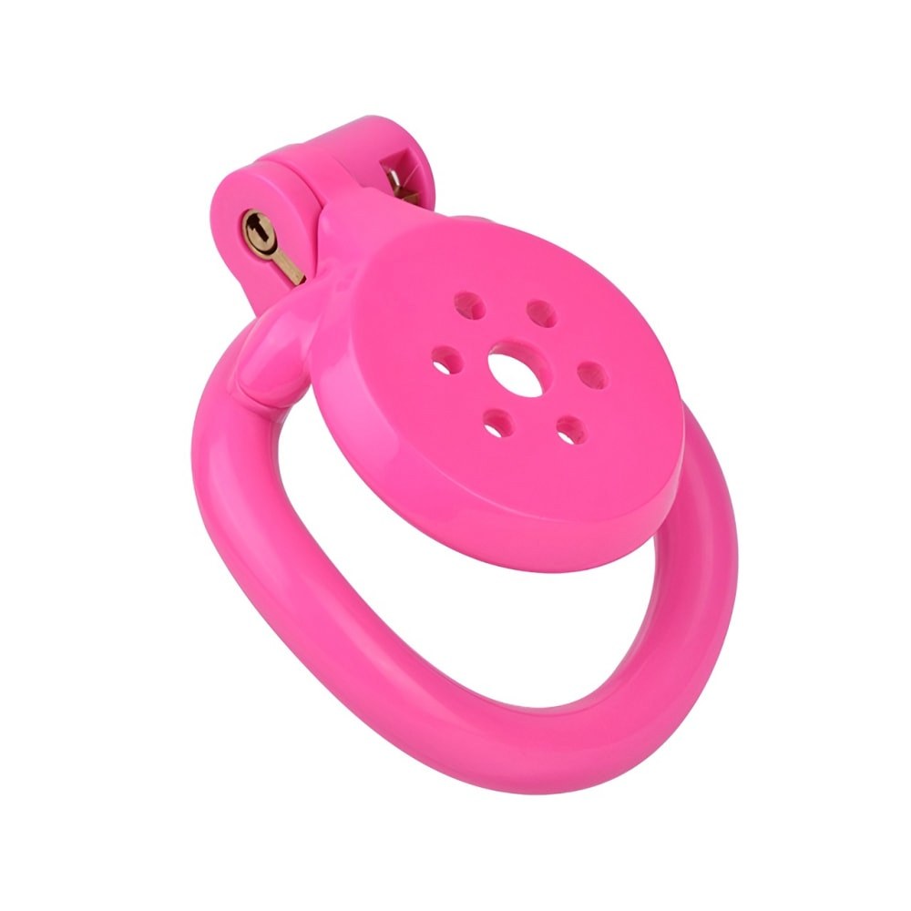 "Breathable pink chastity cage tailored for chastity femdom and chastity slave dynamics."