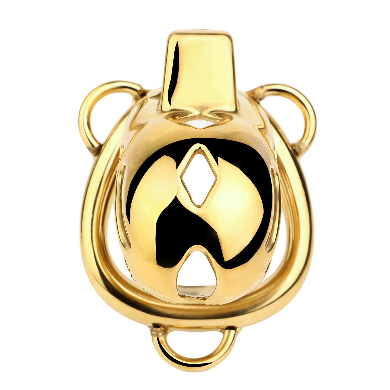 "Gold metal chastity cage for men – secure and stylish."