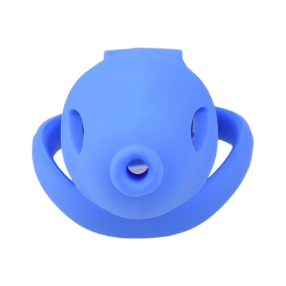 Blue Silicone Chastity Cage - M