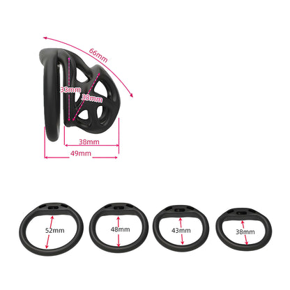 3D Printed Chastity Cage - Black - Hidden Lock