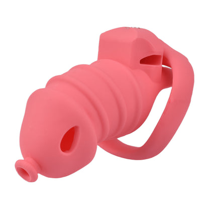 Red Silicone Chastity Cage - M