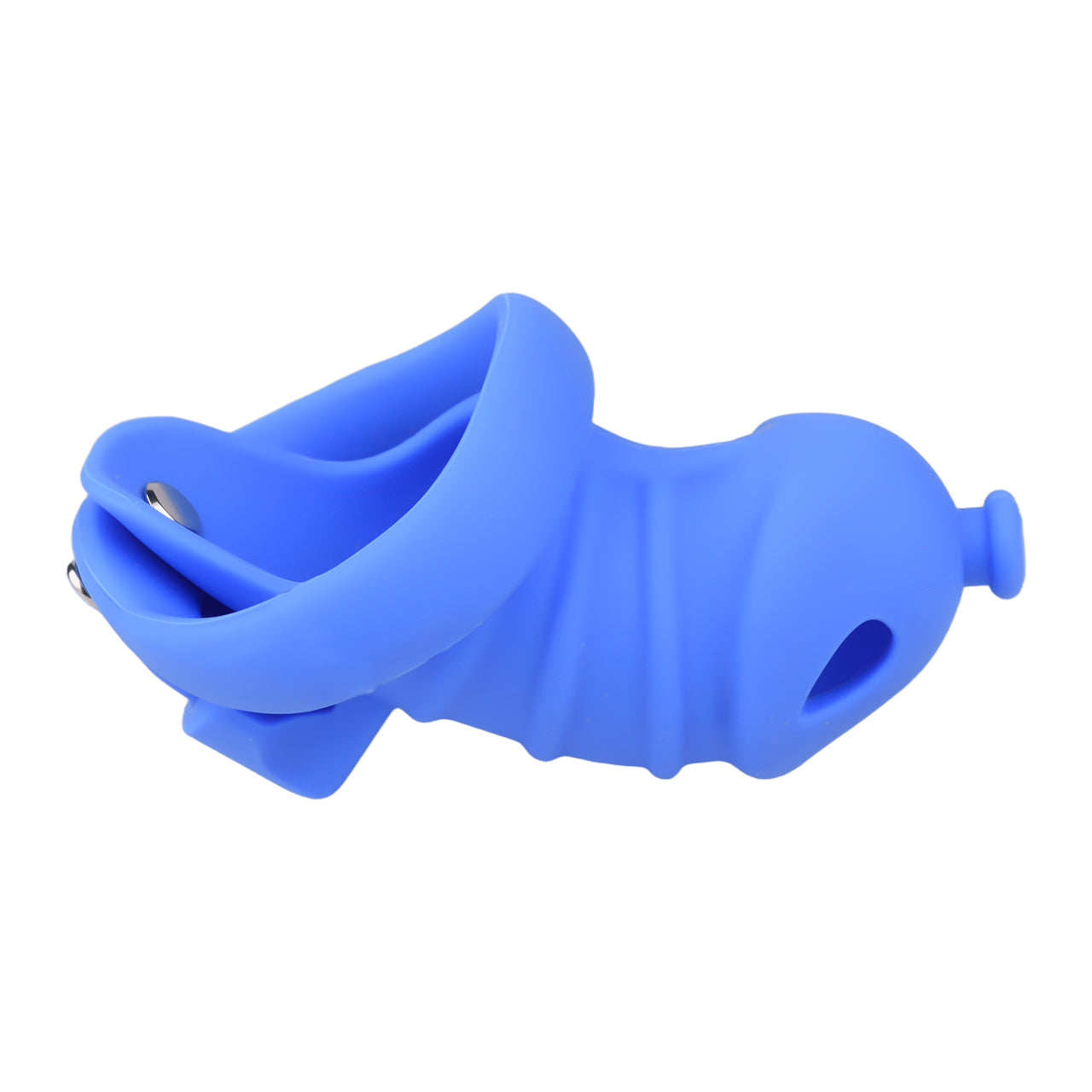 Blue Silicone Chastity Cage - M