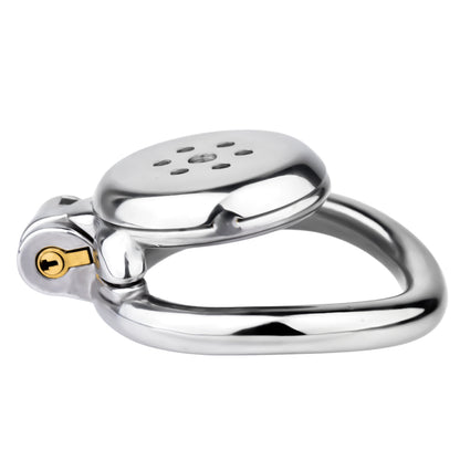 "An ergonomic flat chastity cage paired with an inverted chastity cage for added versatility, perfect for individuals exploring male chastity cages, chastity bondage, and sissy training."