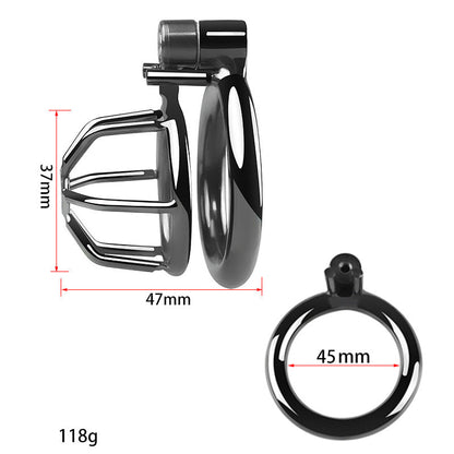 "Experience ultimate restriction with the 1 Inch Small Metal Chastity Cage, perfect for private BDSM training and long-term wear."