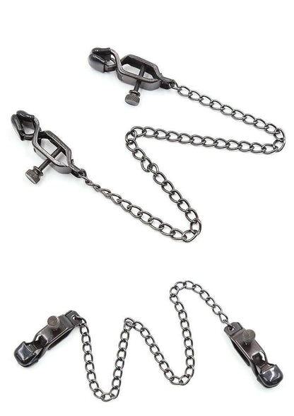 nipple clamps, adjustable nipple clamps, BDSM clamps, nipple play, kink accessories, rubber-coated clamps, erotic pinching, nipple chain, customizable pressure, nipple and clitoral stimulation, fetish gear, body-safe materials, sensual nipple clamps, beginner-friendly clamps, advanced BDSM toys, kinky nipple play, pleasure and pain, discreet packaging, intimate accessories, nipple teasing tools, BDSM essentials.