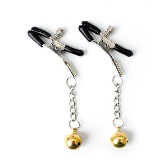 Adjustable Metal Nipple Clamps Non-Piercing with Bells and Soft Rubber Tips for Customizable Pinch