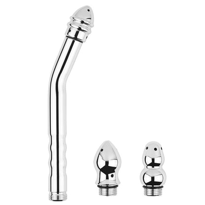 Chrome anal douche kit with three nozzles