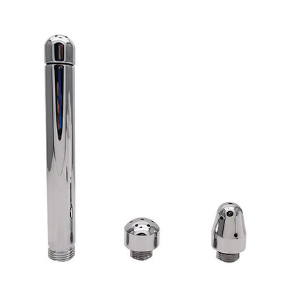 Faucet enema kit featuring three chrome nozzles