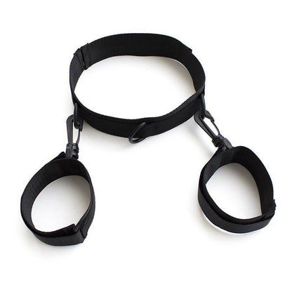 BDSM neck and hand cuffs laid flat