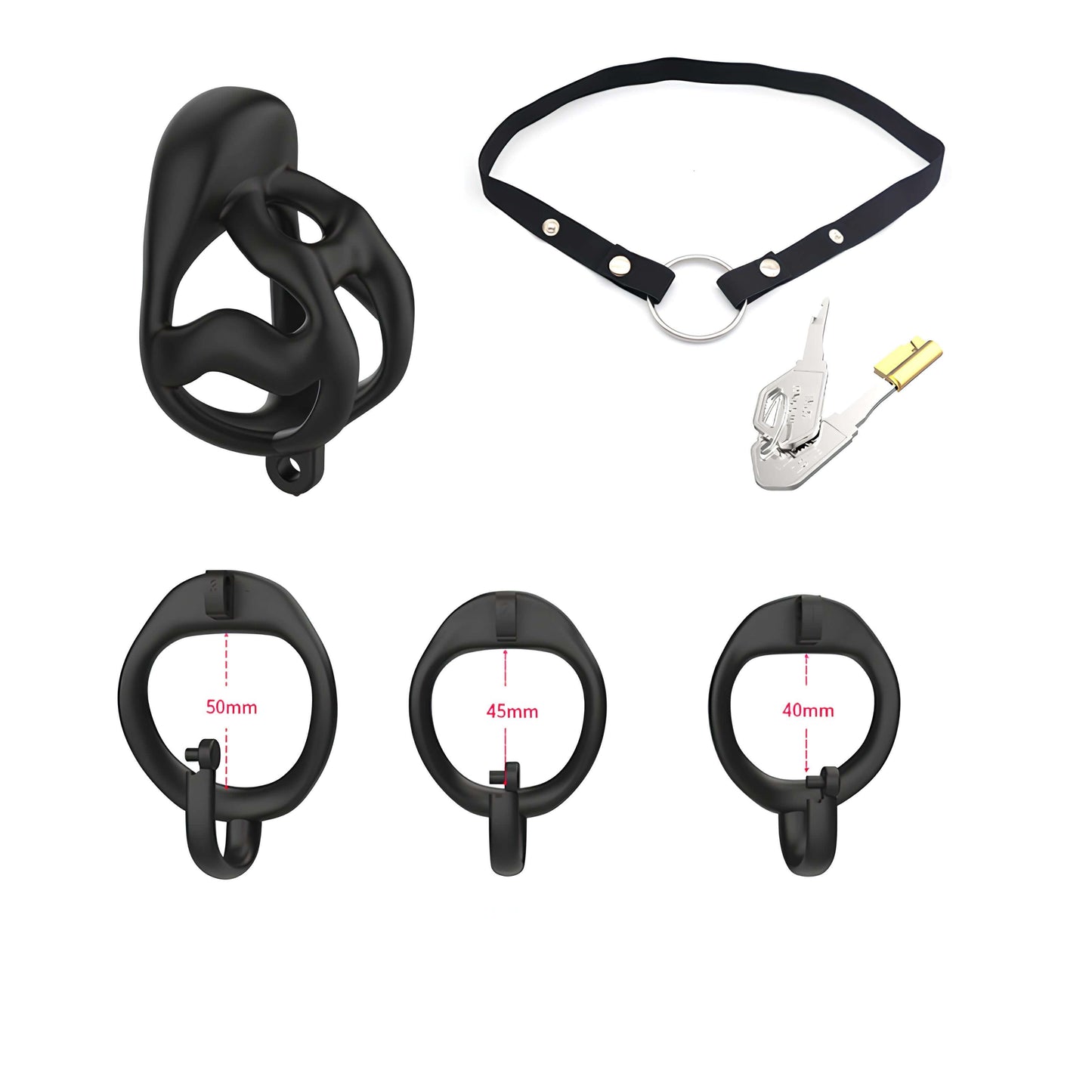 Pequeña jaula de castidad con soporte escrotal - Negra