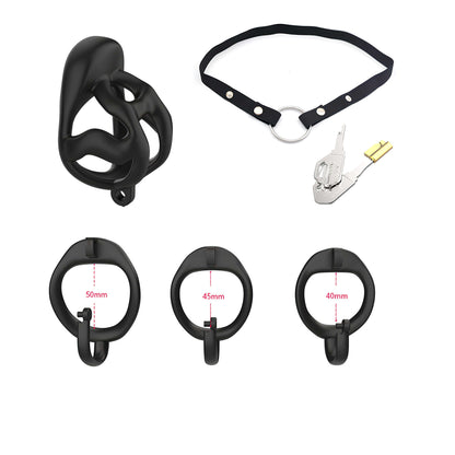 Pequeña jaula de castidad con soporte escrotal - Negra