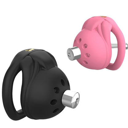 Black and pink chastity cages with hidden locks