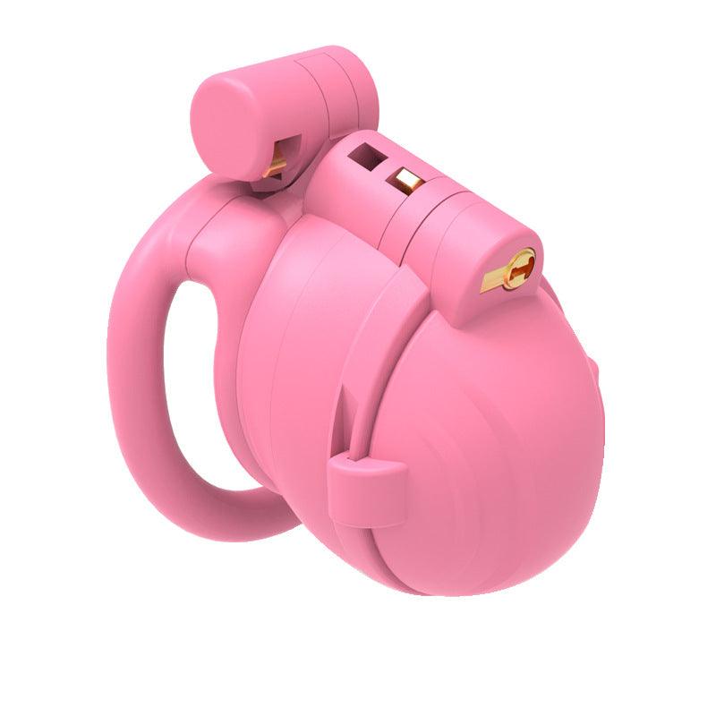 Pink spiked resin chastity cage with double lock