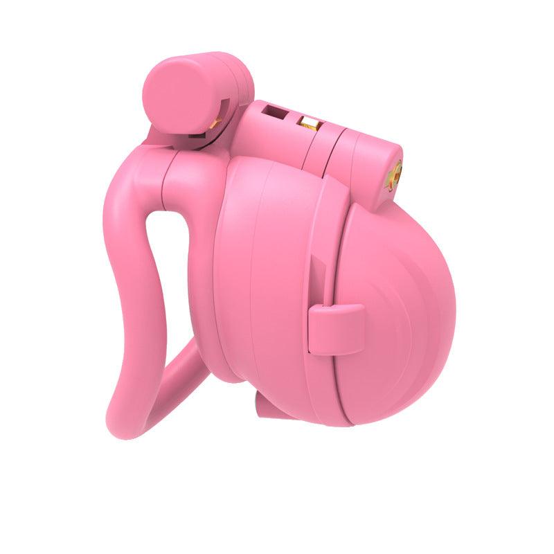 Pink spiked resin chastity cage with double lock