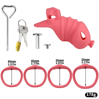 Red Silicone Chastity Cage - Small