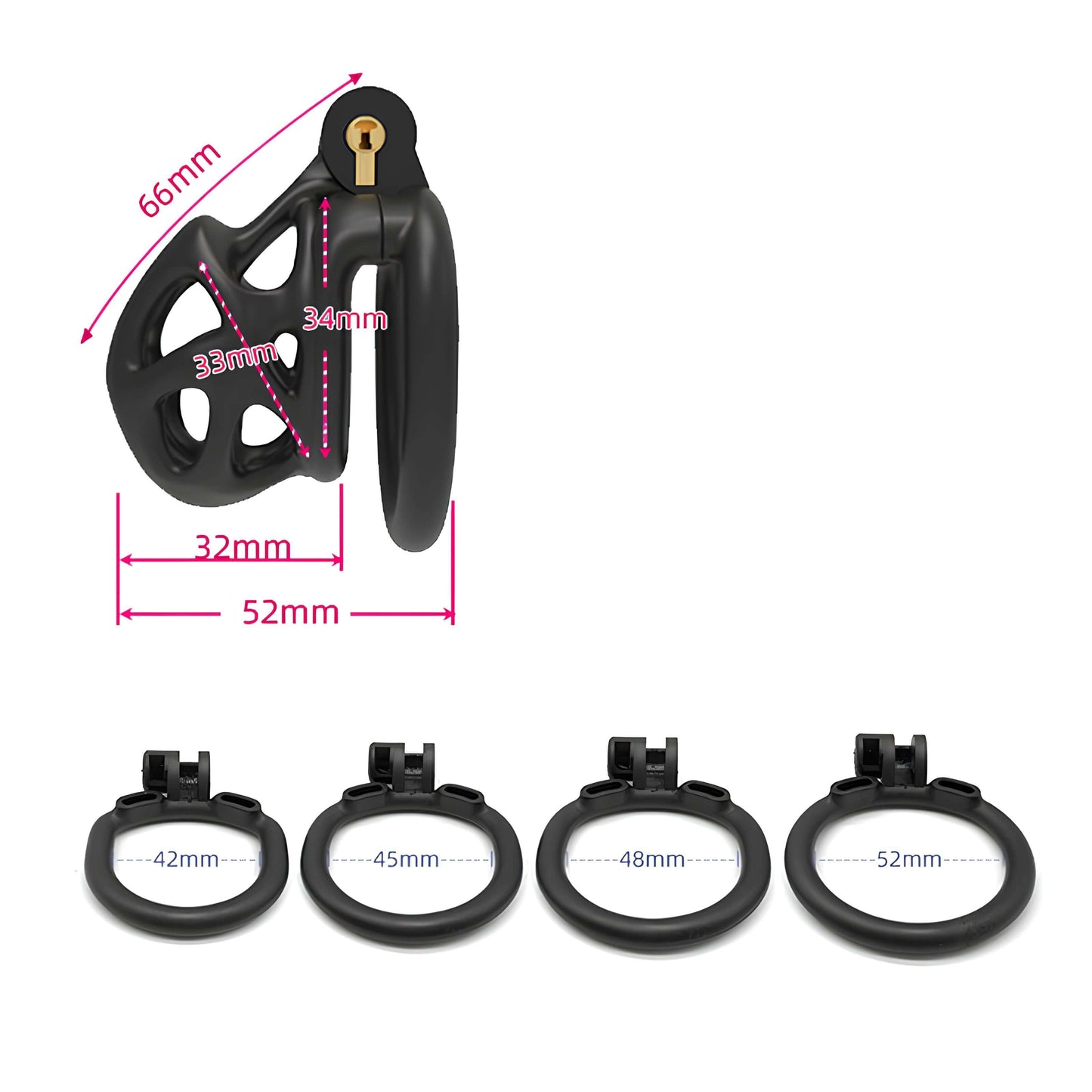3D Printed Chastity Cage - ES6 - Black