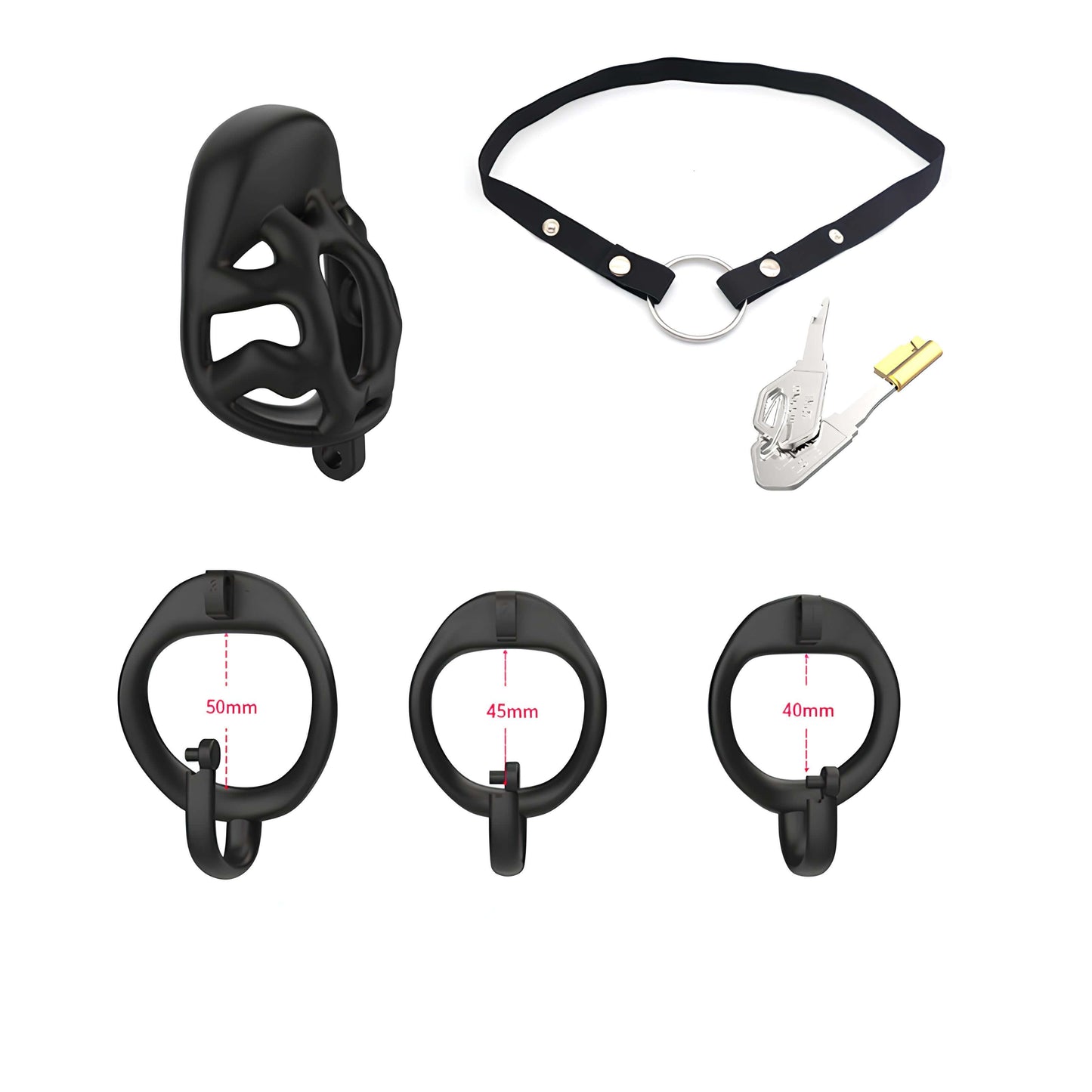 Pequeña jaula de castidad con soporte escrotal - Negra