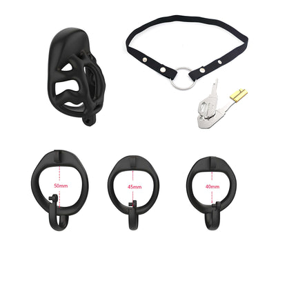 Pequeña jaula de castidad con soporte escrotal - Negra