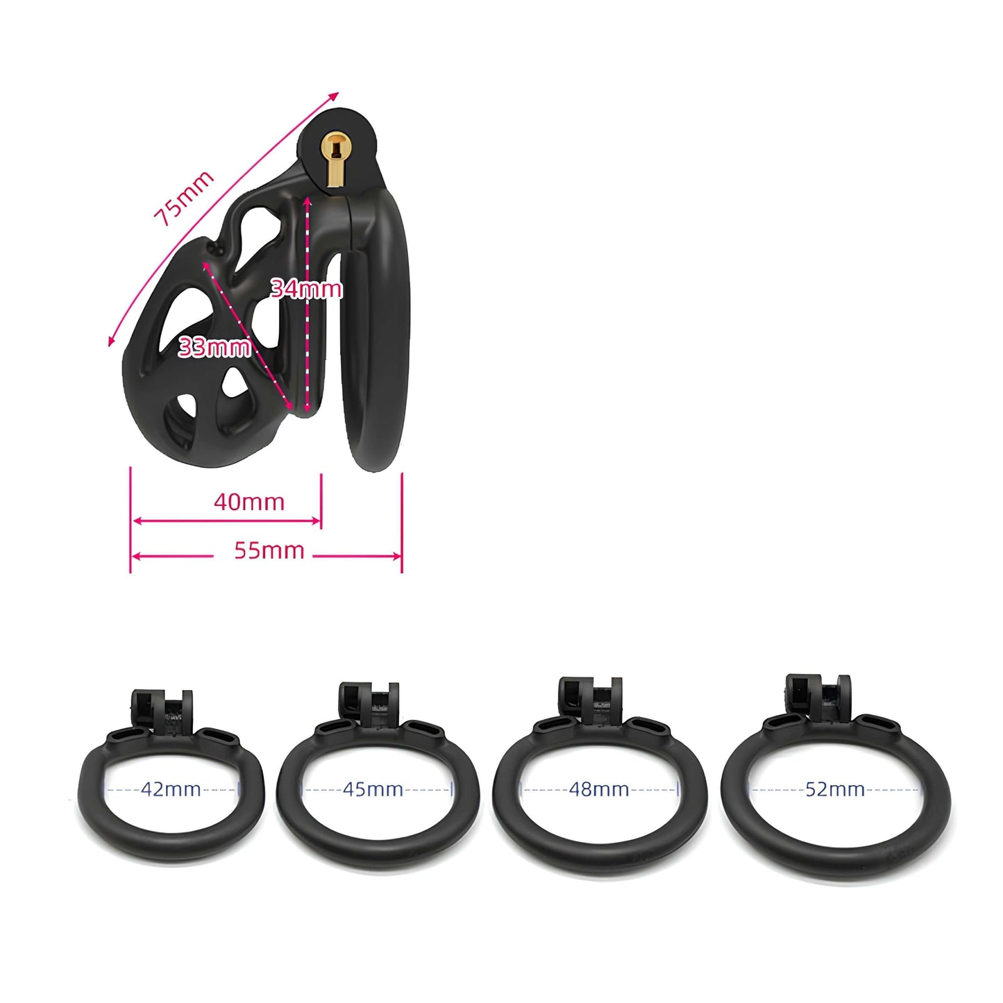 3D Printed Chastity Cage - ES6 - Black