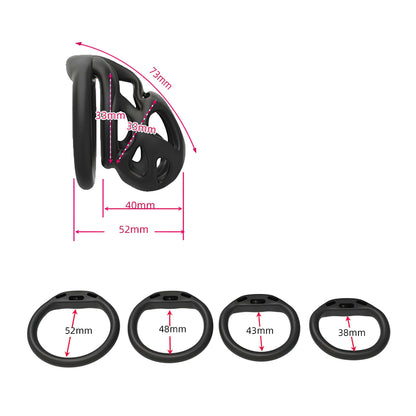 3D Printed Chastity Cage - Black - Hidden Lock