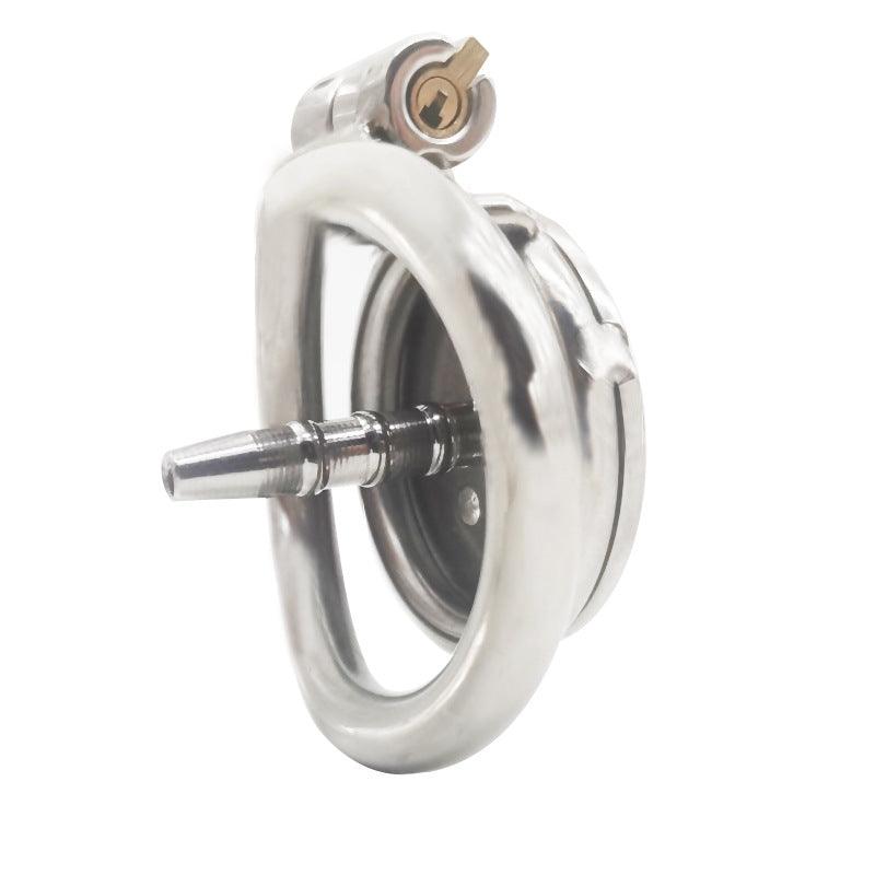 Steel chastity cage with metal tube