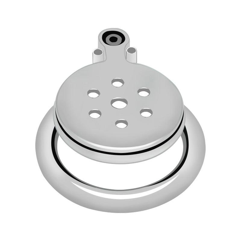 Flat chastity cage with hexagonal lock, top view