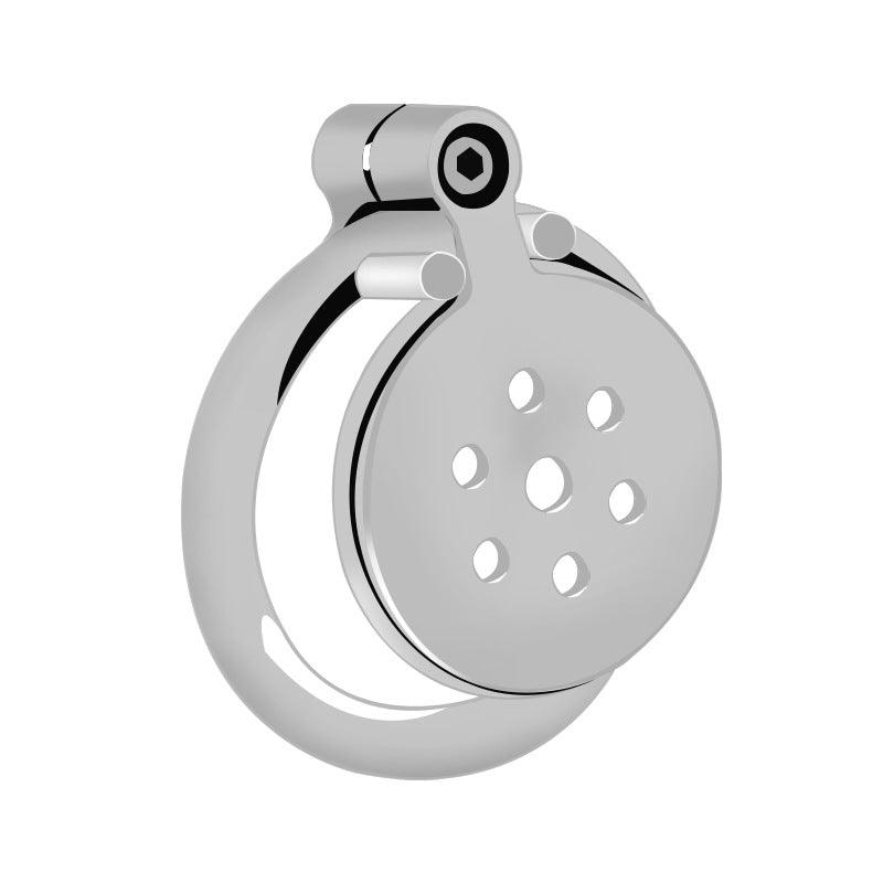 Flat chastity cage with hexagonal lock, front view