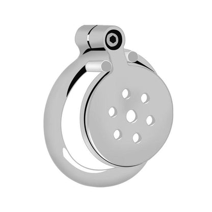 Flat chastity cage with hexagonal lock, front view