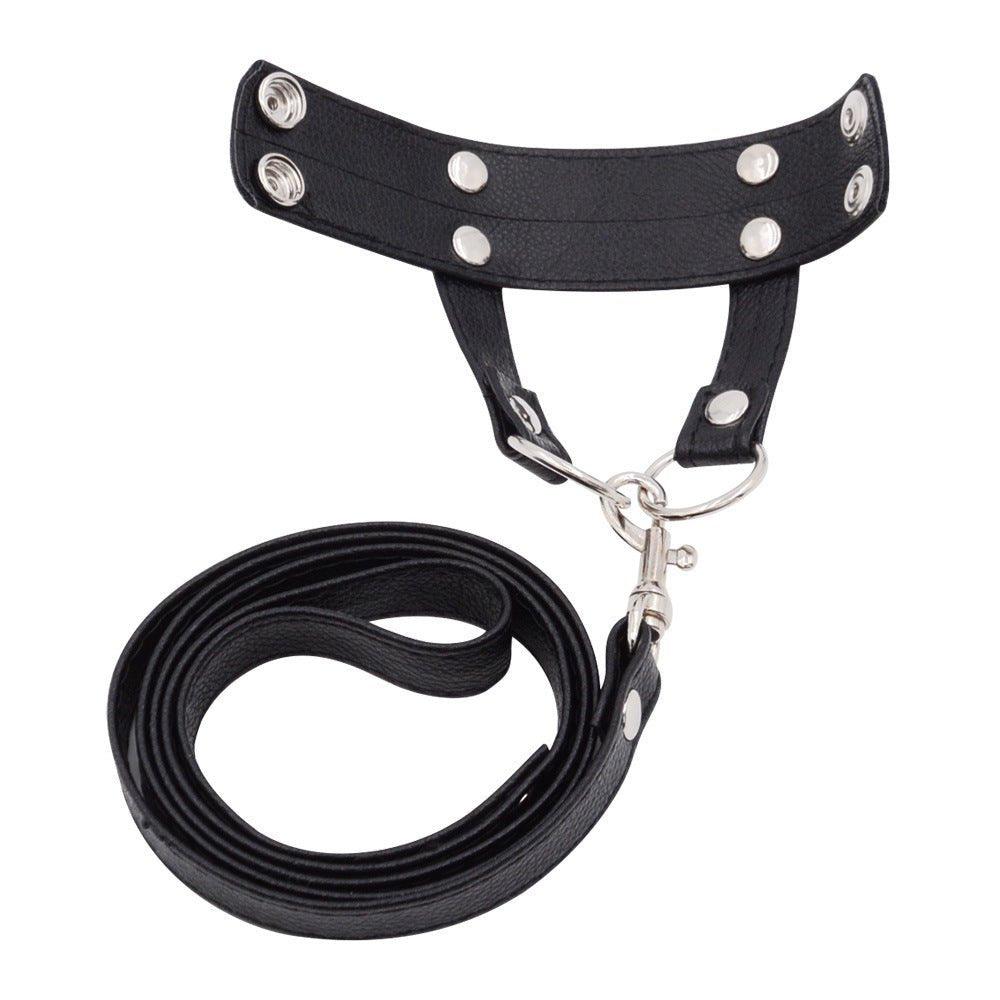 Kinky Bucking Cock Ring and Chain Leash Set