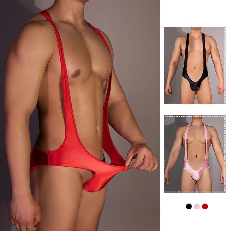 Men's Crotchless Singlet sissy leotard wrestling bottomfree