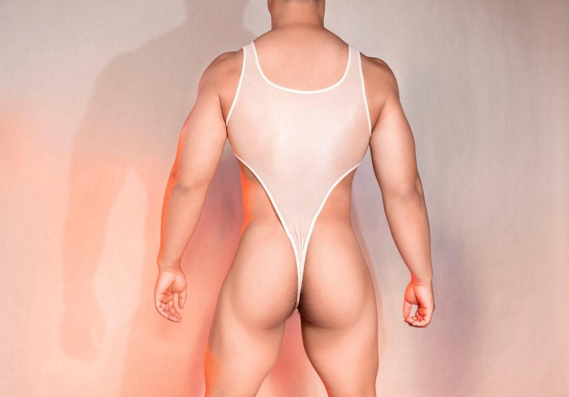 Men’s nylon Bodysuit Wrestling See Through Singlet with pouch design Sissy Mankini Sheer Leotard Backless Vest Sleeveless One Piece Singlet gay big bulge butt