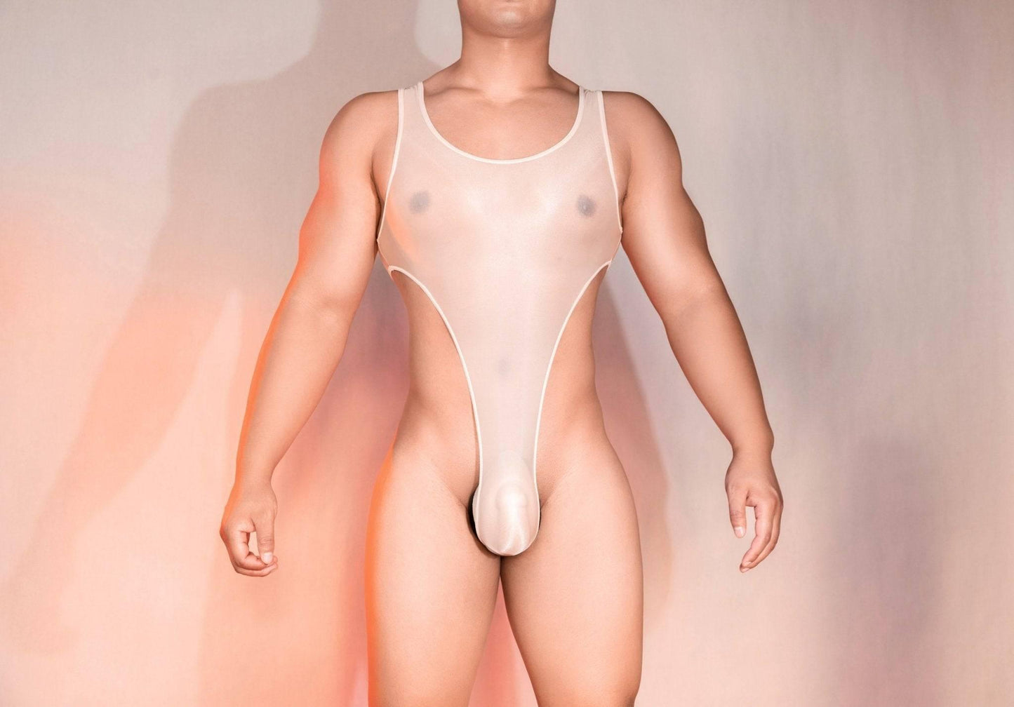 Men’s nylon Bodysuit Wrestling See Through Singlet with pouch design Sissy Mankini Sheer Leotard Backless Vest Sleeveless One Piece Singlet gay big bulge butt