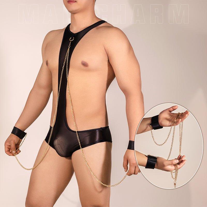 Men's  Sheer Leotard with leash - Wonderlands