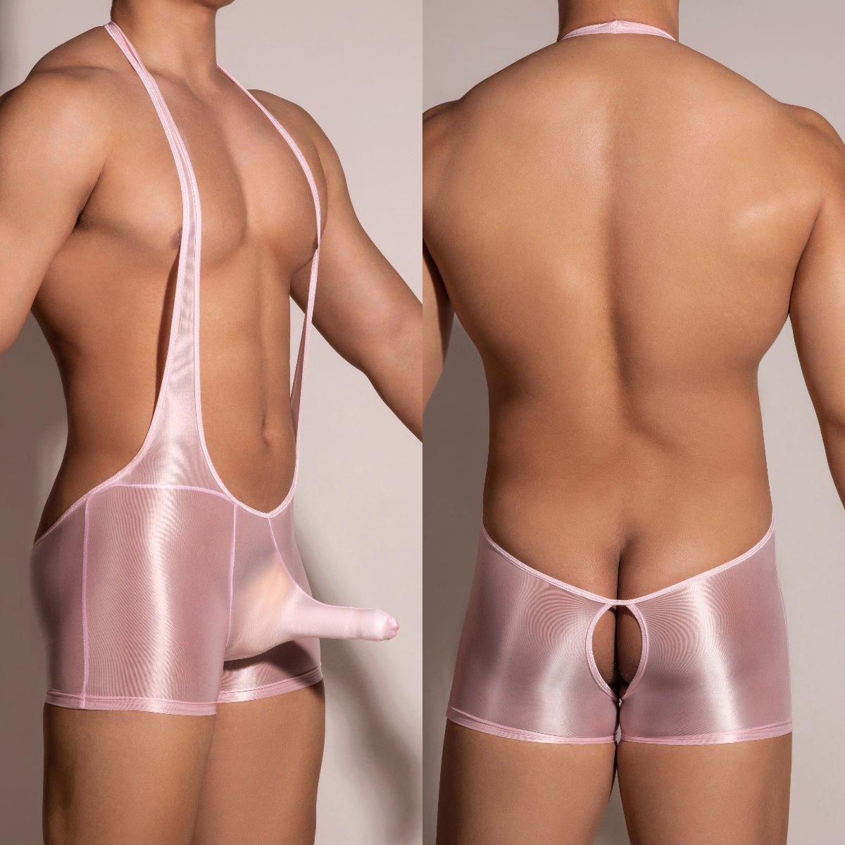 Men's Sheer Singlet Lingerie crotchless leotard sissy style for crossdressing femboy bottomfree gay