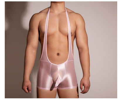 Men's Sheer Singlet Lingerie crotchless leotard sissy style for crossdressing femboy bottomfree gay